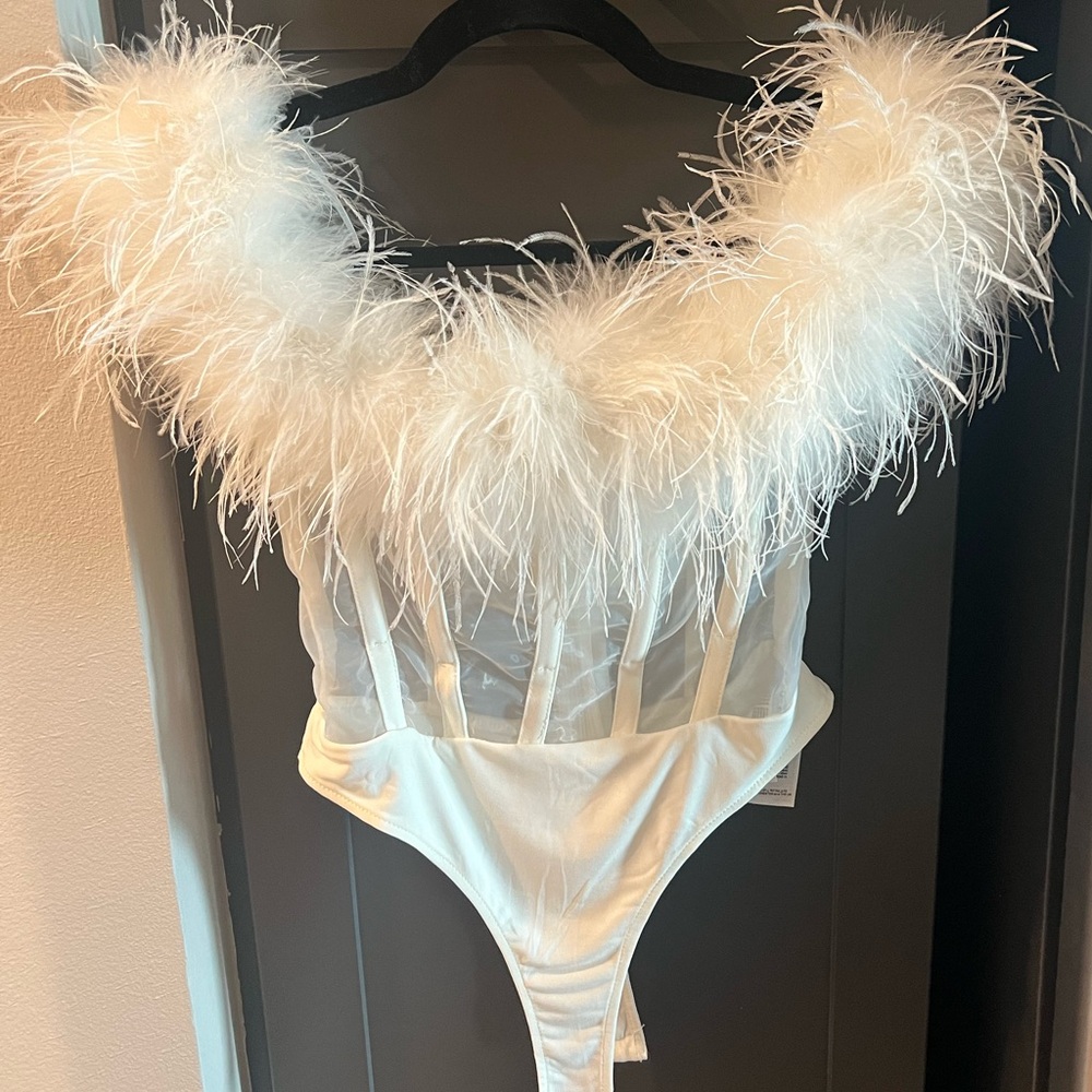 Never Worn Club L Feather Bodysuit